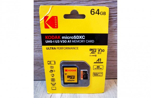Új, Kodak 64 GB Micro Sdxc memóriakártya ( Class 10) -8000 Ft