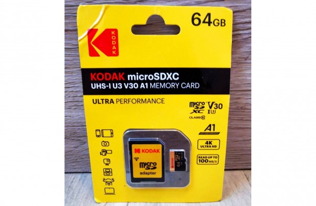 j, Kodak Micro Sdxc memriakrtya, 64 GB, Class 10 fl ron!