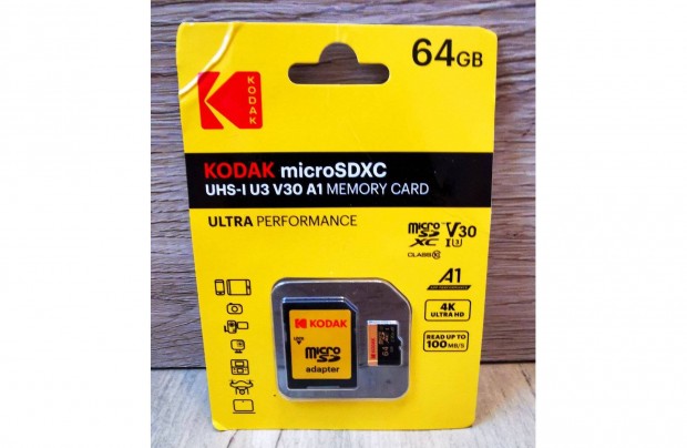 j, Kodak Micro Sdxc memriakrtya, 64 GB, Class 10 j ron!
