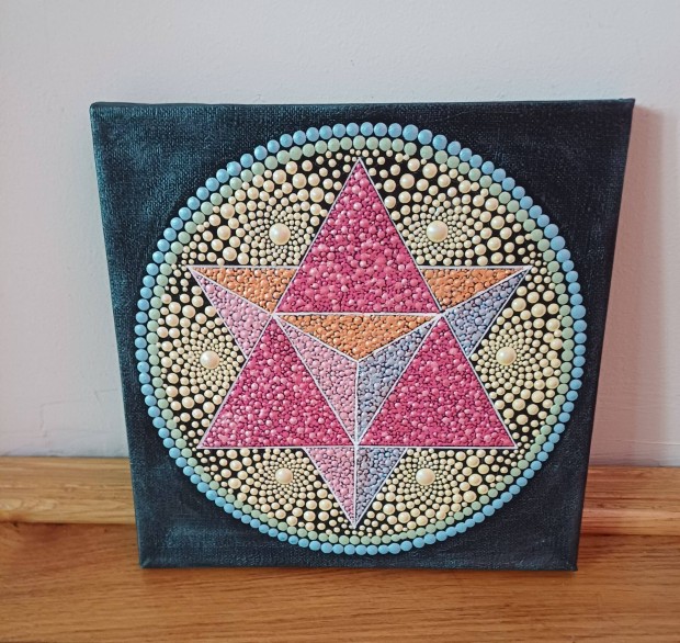 j! Merkaba mandala kp kzzel festett 20x20cm