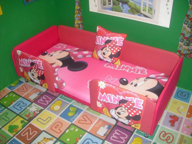 Új! Minnie,leesésgátlós fémlábas gyerekágy!
