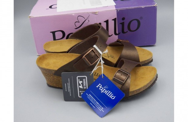 Új! Papillio by Birkenstock telitalpú bőr papucs, 38 -as keskenyebb