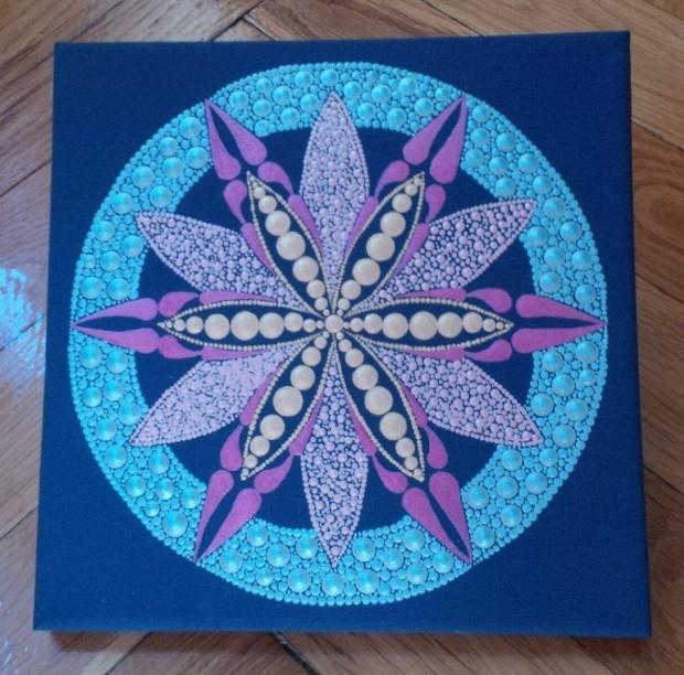 j! Trkiz pink rosegold szerkesztett mandala kp kzzel festett 20x20