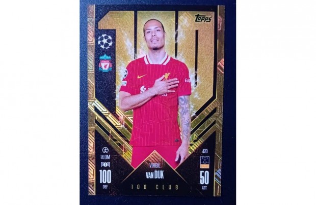 j! Virgil van Dijk Liverpool 100 Club focis krtya Match Attax 2025