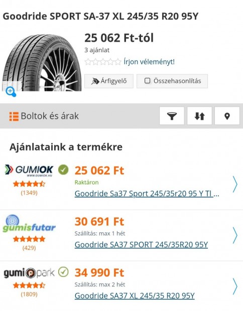 Új!!! 245/35 ZR20 nyári gumi