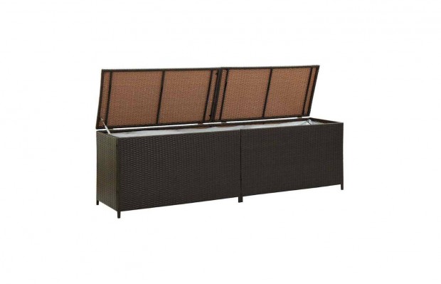 Új!!! Kerti tárolóláda: barna polyrattan 200 x 50 x 60