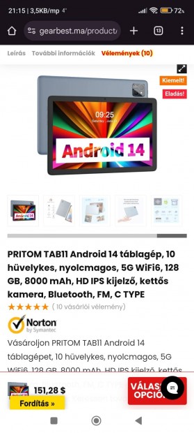 j  llapot 2 hnapos 10.1-es tablet elad 8/128-as!