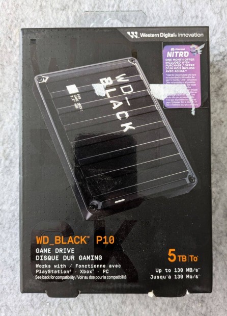 Új, bontatlan WD Black 5TB USB gaming külső merevlemez, 3 év garancia