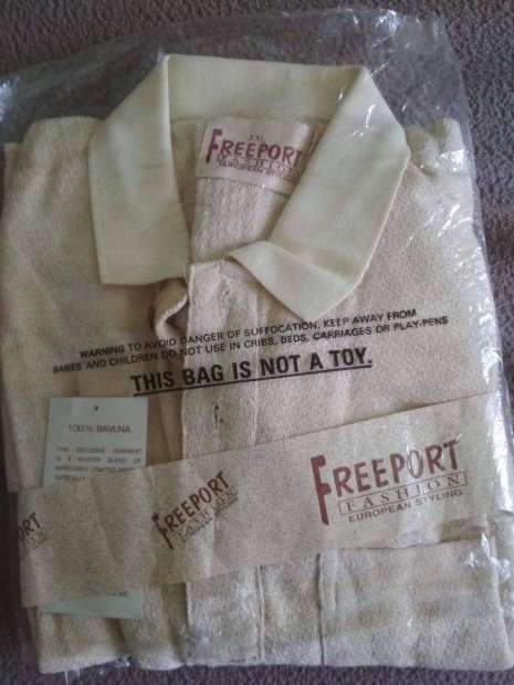 Új, csontszínű, rövid ujjú, 2XL-es, pamut férfiing 2.500.-Ft