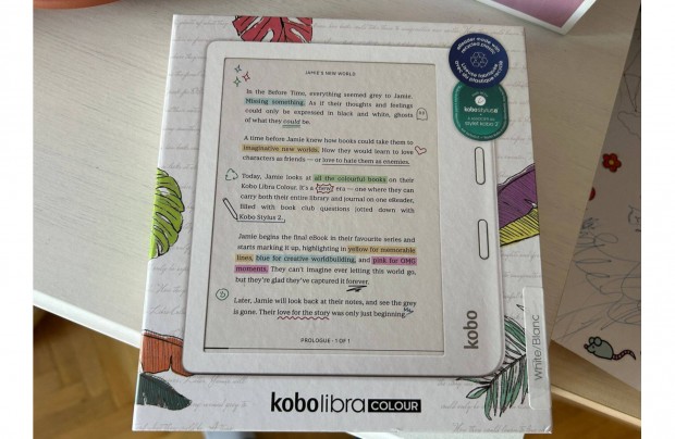 j, felbontott Kobo Libra Colour White e-book olvas - 21 h garival!