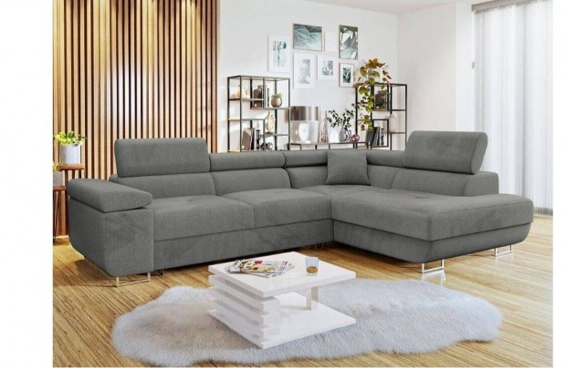 Új, outlet kanapé, relax sarokkanapé, ülőgarnitúra, szürke, ágyazható
