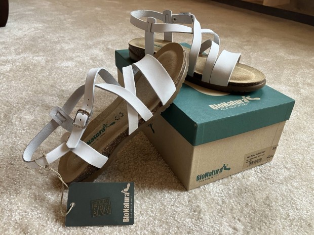 Új, valódi bőr szandál, made in Italy, Bionatura 38