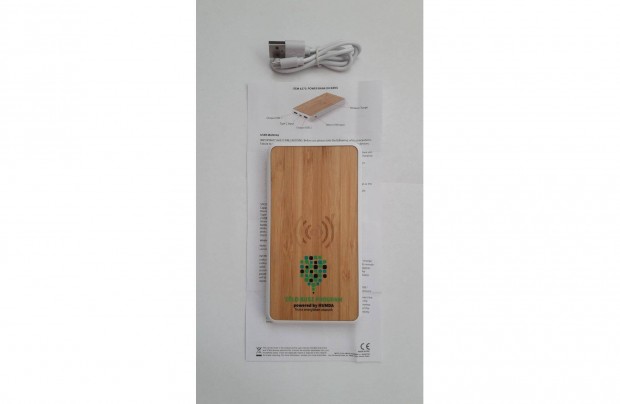 j bambusz USB powerbank 8000 mAh USB tltkbellel