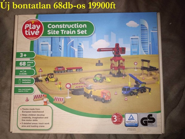 j bontatlan Playtive Construction Site Train Set - ptkezs, 68 dara