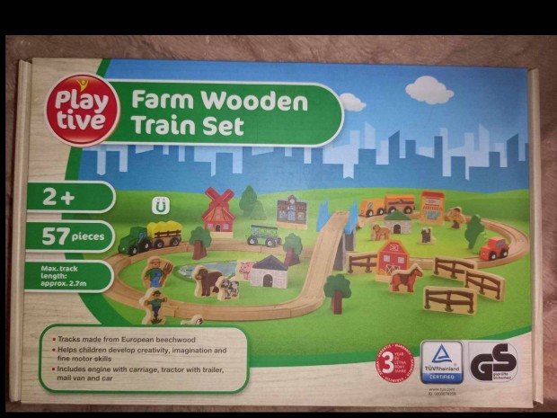 j bontatlan Playtive Farm fa vonatplya szett, vonatszett, 57darabos