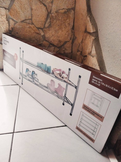 Új csomagolásában! Livarno Home cipőtároló, tömör krómozott fém