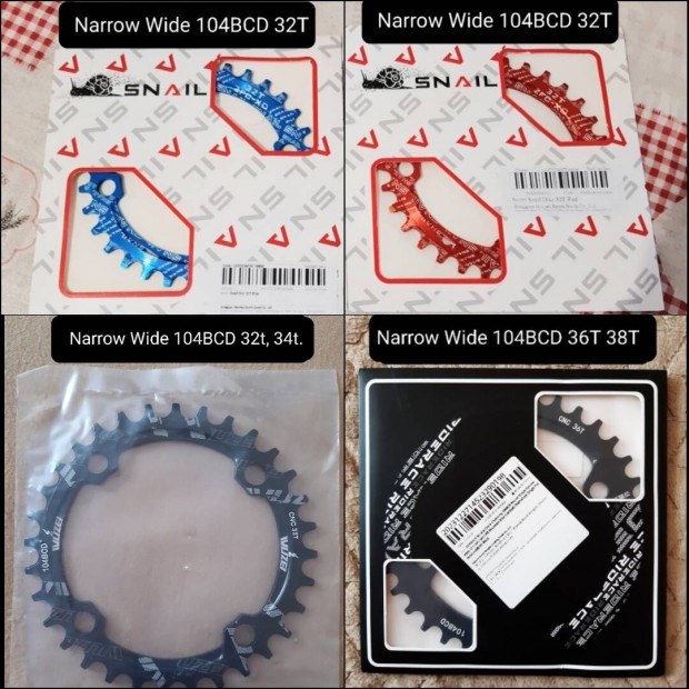 Új első lánckerék, lánctányér Narrow Wide, 104BCD. Ár/db!