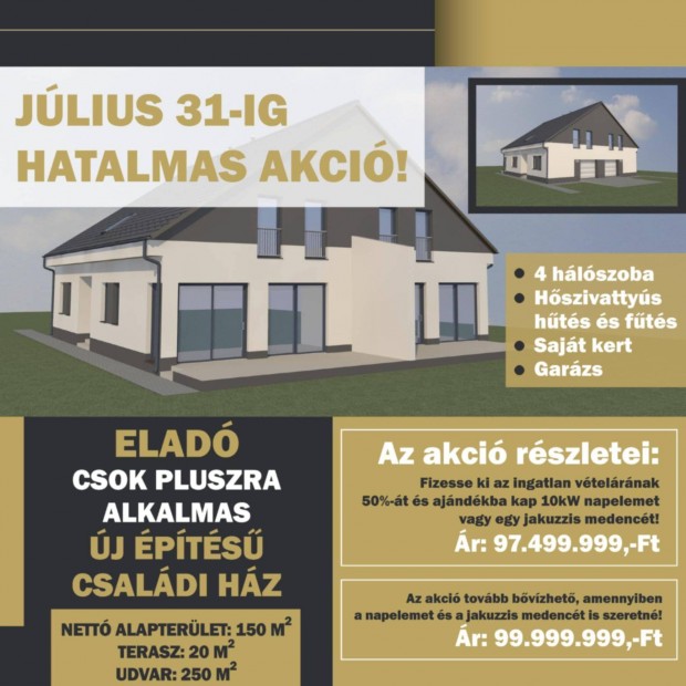 Új-építésű, kulcsrakész lakás eladó Baján