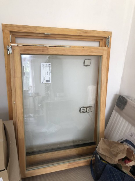 Új fa thermo ablak / nyílászáró  bukó-nyíló, jobbos, 90x120 cm 