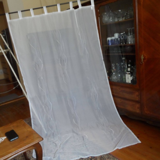 Új fehér függöny füles akasztós 140x250cm