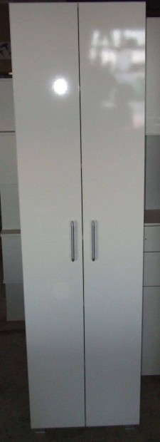 Új fürdőszoba szekrény magasfényű fehér ajtós polcos bútor Dn2tA 50 cm