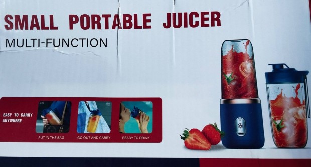 Új hordozható kék turmix, smoothie, usb, litium aksi, extra pohár