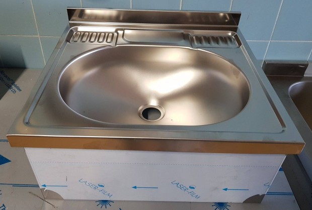 Új inox fóliás ipari nagykonyhai fali kézmosó mosdó mosogató