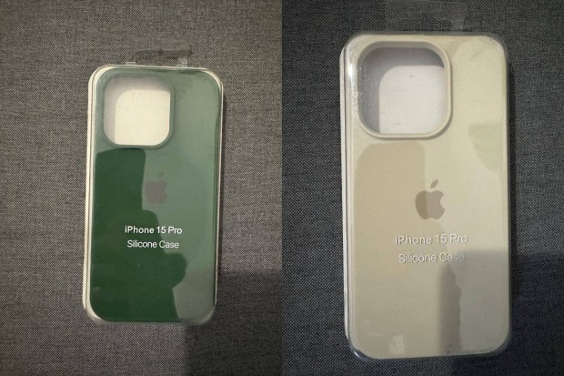 Uj iphone 15 Pro Silicone Case Szilokon Tok Zold Vilagos Bezs