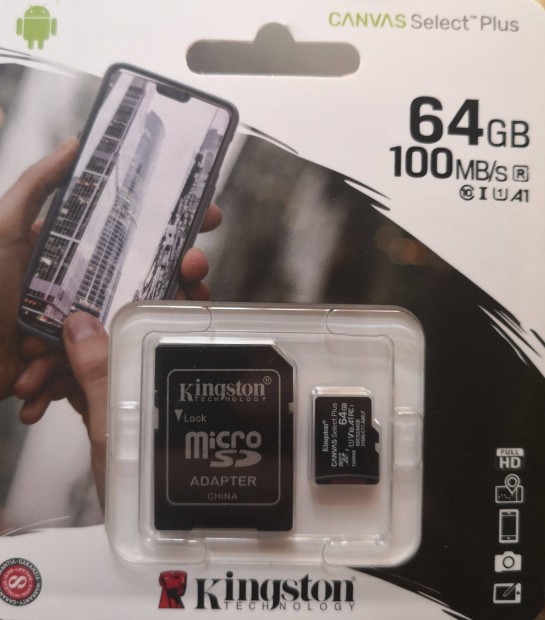 j kingston 64 Gb Micro SD krtya microsd + adapter 2999 Ft !!! BP j,