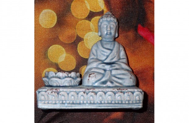 j meditl Buddha kpfstl tart szobor (mzas kermia) 18 cm