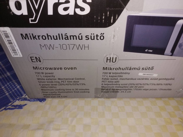Új mikrohullámú sütő 17 L