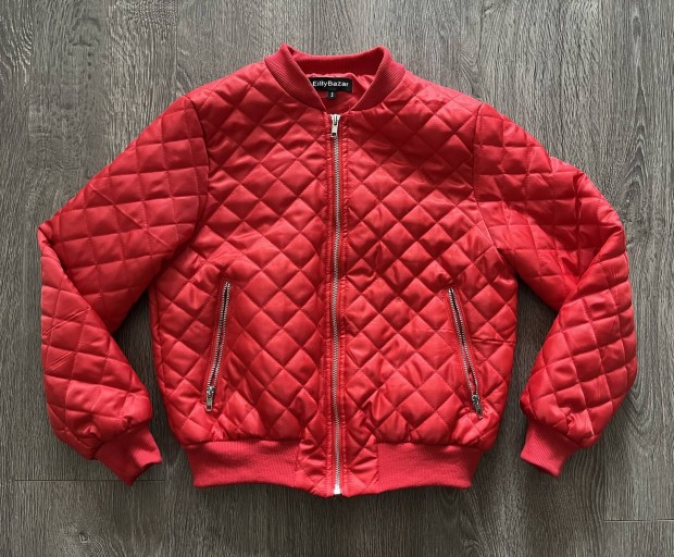 Új piros steppelt dzseki S átmeneti kabát 36