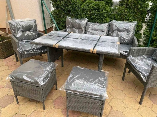 j polyrattan 6 rszes kerti garnitra nagy asztallal