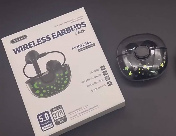 Új wireless bluetooth mini fülhallgató headset - világító csillagos