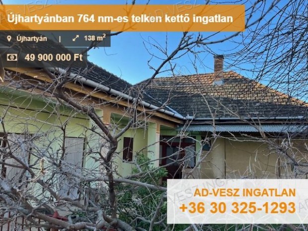 jhartynban egy 764 nm-es telken kett ingatlan elad!!!!!!