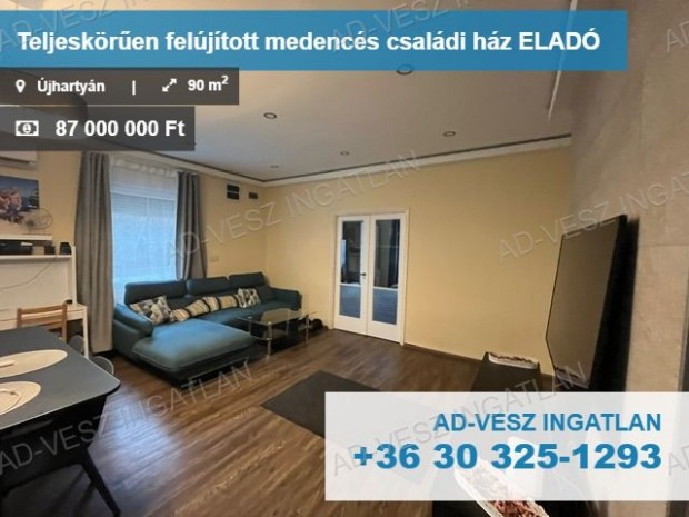 �jharty�non teljesk�r�en fel�j�tott medenc�s csal�di h�z ELAD�