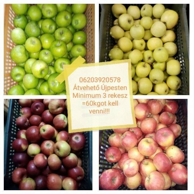 Újpesten 15 fajta Szabolcsi 1 osztályú étkezési alma eladó májusig   