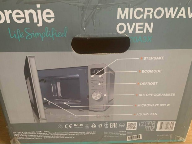 Újszerű Gorenje mikrohullámú sütő dobozában