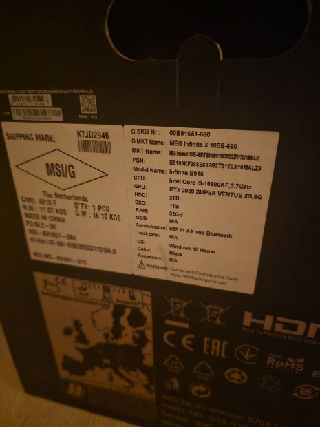 Újszerű! MSI MEG Infinite X i9 PC Számítógép