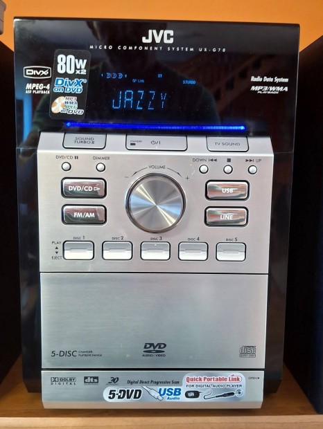 jszer, kifogstalan JVC UX-G70 5 DVD/CD lemezes, hzimozi rendszer