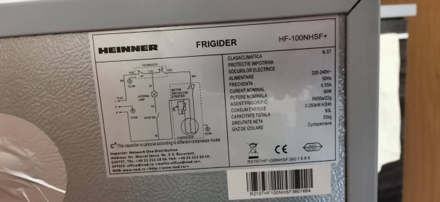 jszer keveset hasznlt ezst szn Heinner HF-100Nhsf+ htszekrny