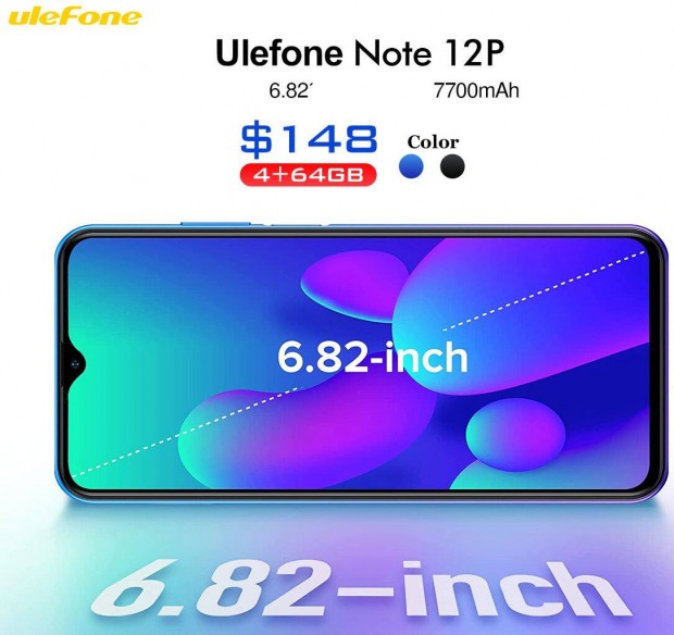 Ulefone Note 12P (Octa Core, 6.82" kijelz, 7700 mAh akku, Flip tok)