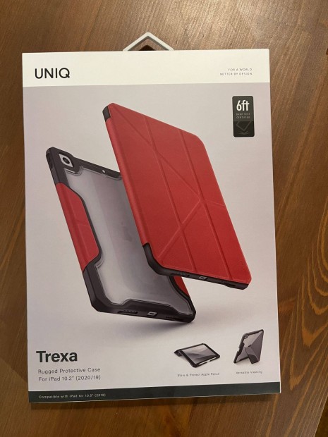 Uniq Trexa ipad 10.2" (2021/2020/2019) piros antimikrobilis tok