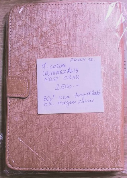 Univerzális,7 colos tablett tok, Új bontatlan, arany színű