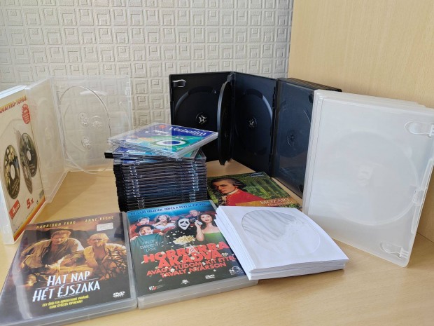 Üres CD, DVD tartók és 2 film DVD + 1 zene CD egyben