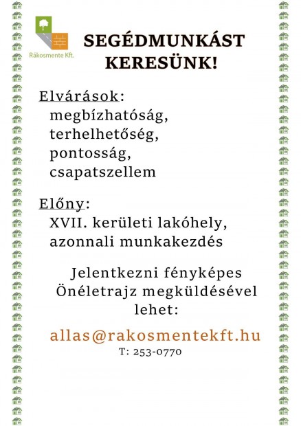 Útjavító segédmunkást keresünk!