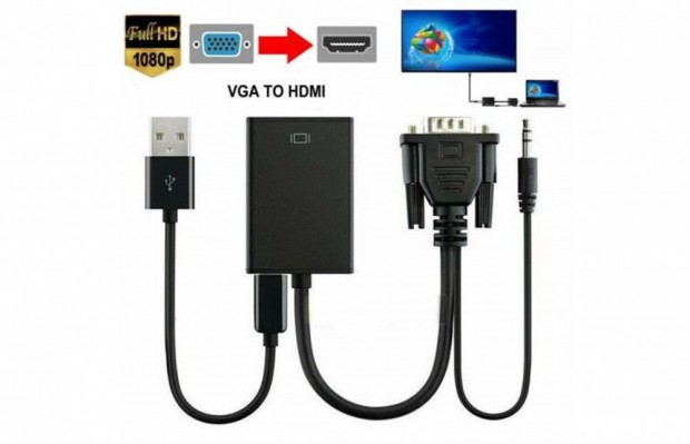 VGA- HDMI vide audio adapter talakt FULL HD 1080P