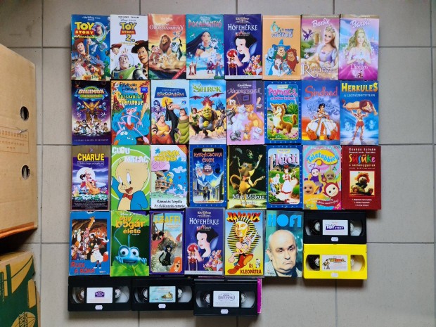 VHS video film kazetta gyűjtemény mese rajzfilm egy 168 db