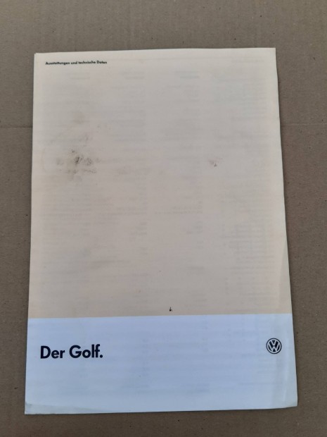 VW Golf 2 adatok prospektus