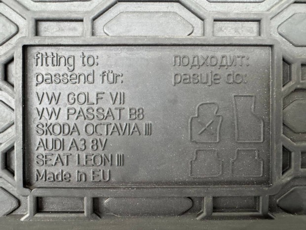 VW Golf 7, passat B8, Octavia 3, Audi A3, Seat Leon gumiszőnyeg